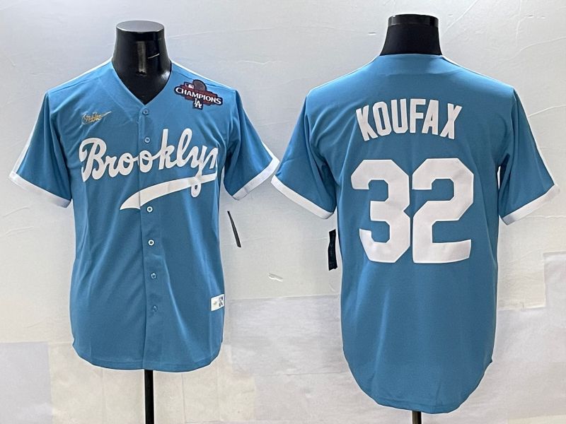 Men Los Angeles Dodgers #32 Koufax Light Blue Throwback 2025 Nike MLB Jersey style 38->los angeles dodgers->MLB Jersey